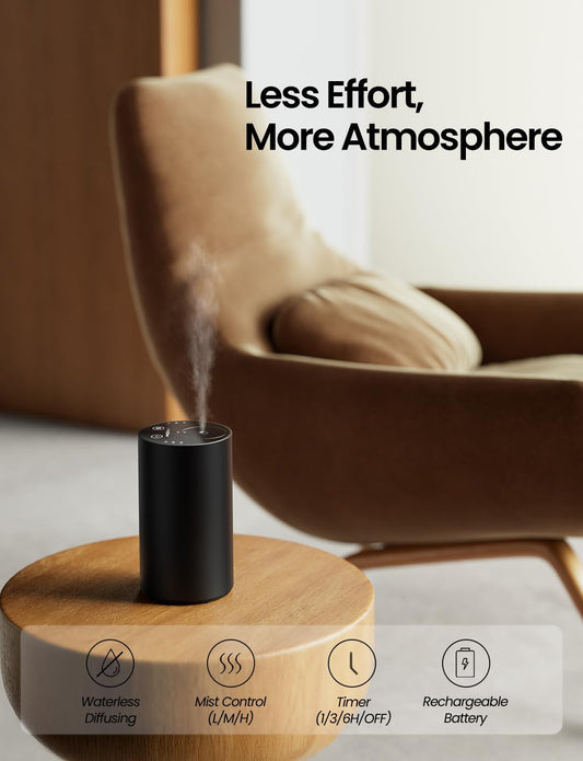 Waterless Essential Oil Diffuser, Portable Car Diffuser, Black