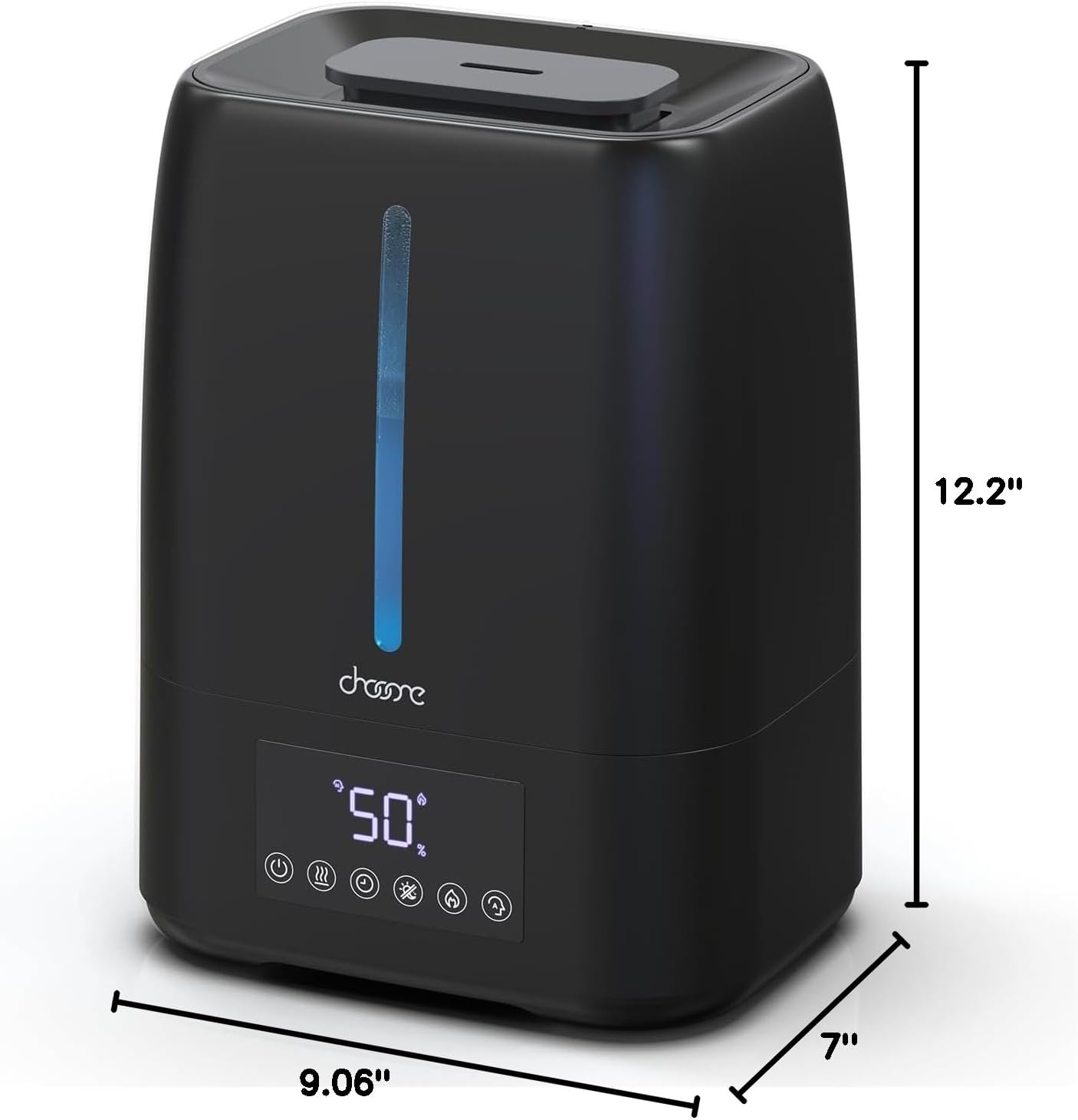 6L Top Fill Ultrasonic Humidifier - Cool and Warm Mist for Bedroom, Baby, Large Rooms & Plants, Smart Humidity Control, Aroma Diffuser, Night Light, 12H Timer, Quiet, Black