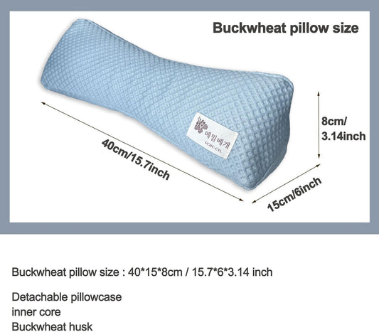 Buckwheat Pillow, Cooling Cervical Neck Support pillow ,Adjustable Bolster Buckwheat Roll Pillow Neck Pain Relief for Back and Side Sleepers Round Neck Pillows For Sleeping 6*15 inch (Green)