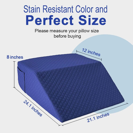 Leg Elevation Pillow Case Contour Leg Wedge Cover Case Only Knee Pillowcase Replacement Feet Lift Rest Surgery Recovery Bed Pillows Covers with Pocket ,Washable Protector (24 X 21 X 8)