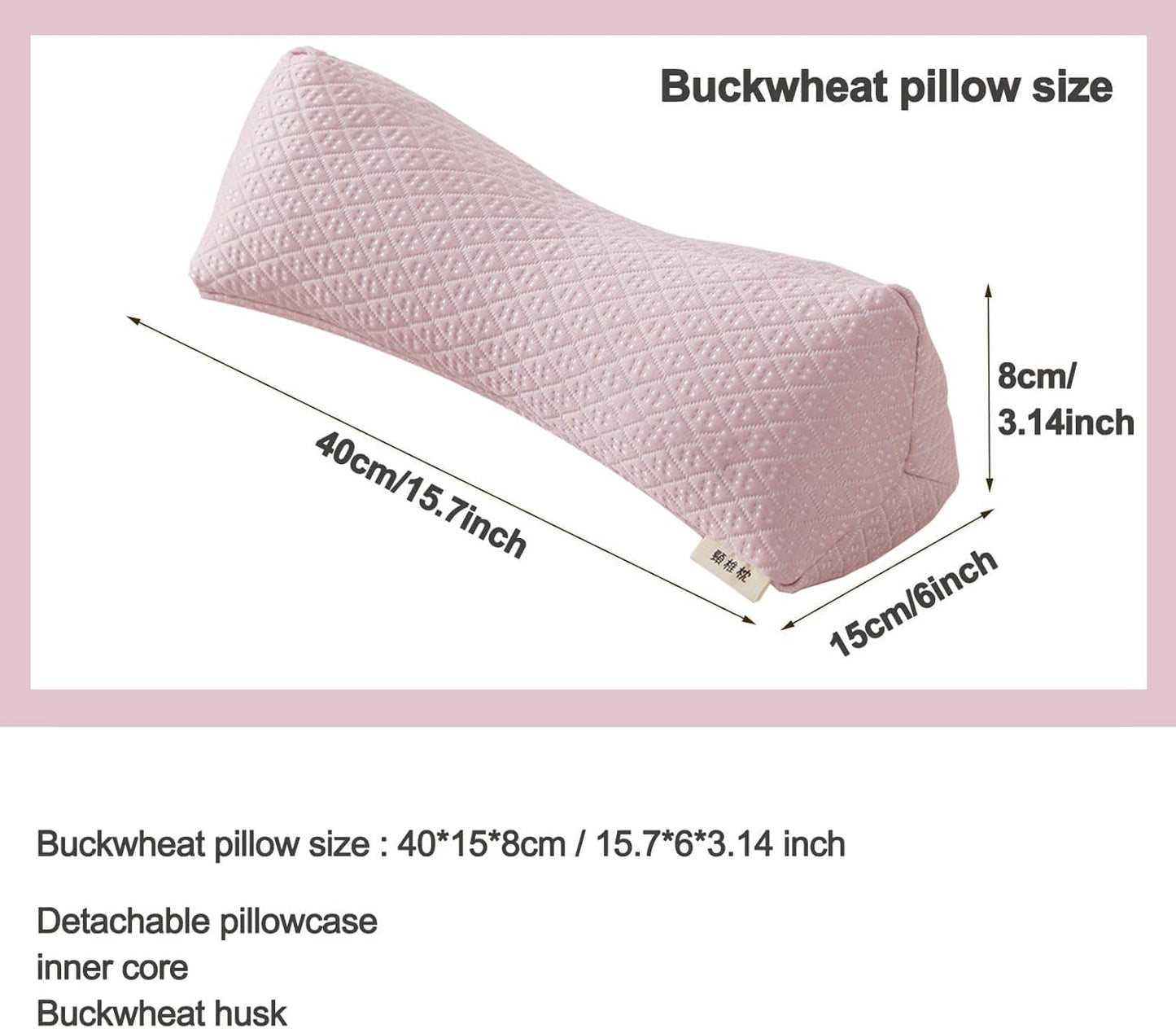 Buckwheat Pillow, Cooling Cervical Neck Support pillow ,Adjustable Bolster Buckwheat Roll Pillow Neck Pain Relief for Back and Side Sleepers Round Neck Pillows For Sleeping 6*15 inch (Green)