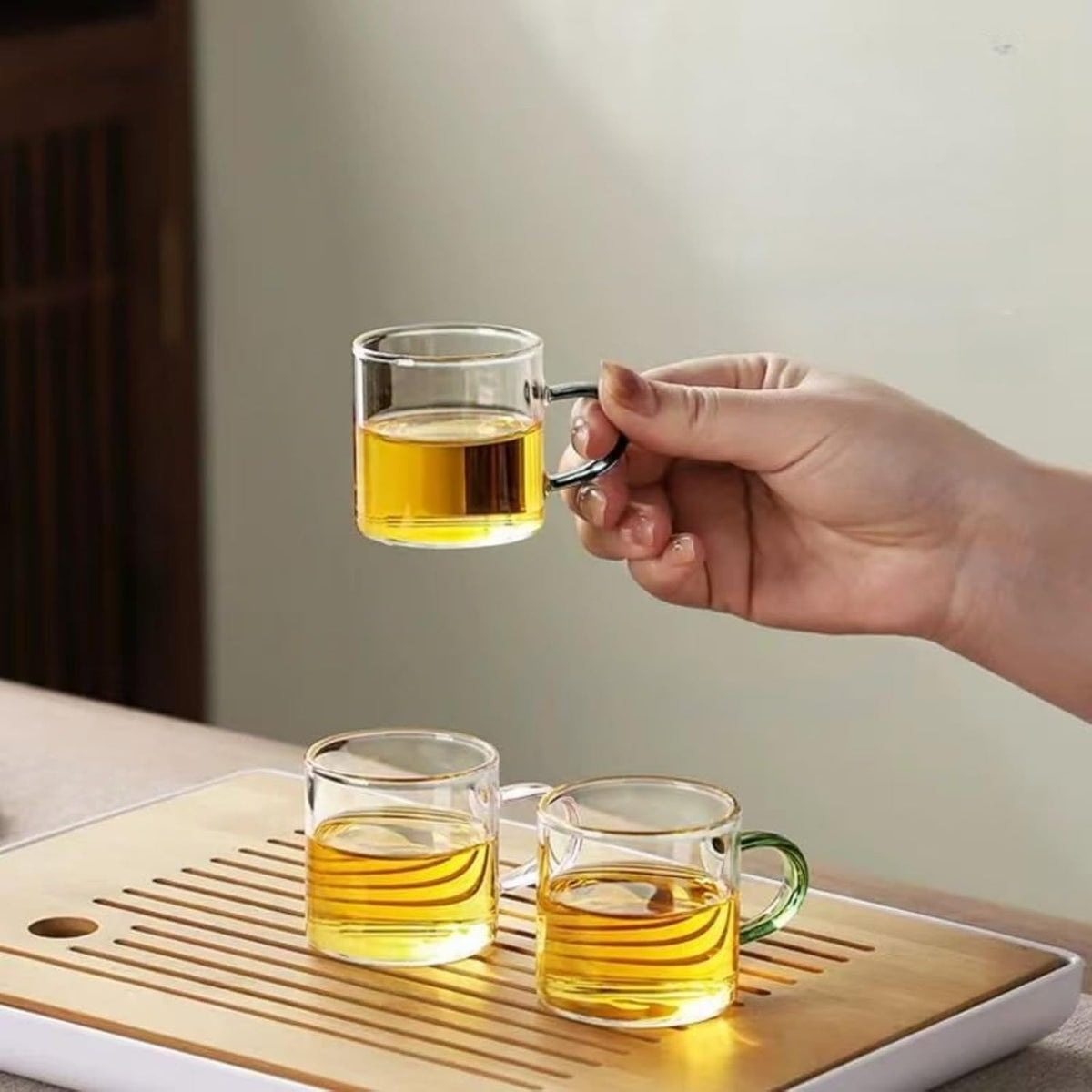 Glass Teapot with Infuser Chinese Gongfu Tea Set,6 cups,Magnetic Semi Automatic Design for Loose Leaf Tea