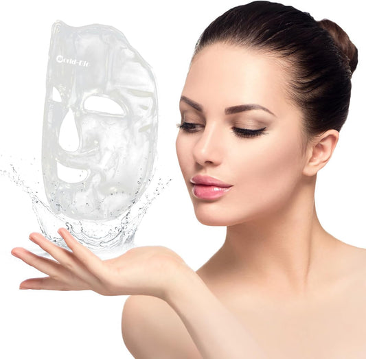 Face Ice Pack/Ice Mask for Face & TMJ Relief, Reusable Hot Cold Gel Pack for Post-Surgery Recovery, Puffy Eyes, and Swelling, Full Coverage Ice Mask (White)