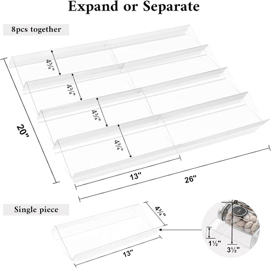 Bamboo Spice Rack Tray - Spice Drawer Organizer for Kitchen Cabinets Storage and Organization (Jars Not Included, 8 Individual Pieces, Not Adjustable)