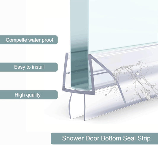 2 Pack Glass Door Silicone Seal Strip 39 Inch Shower Door Bottom Seal Sweep-Suitable for 1/2 Inch Glass-Stop Shower Leaks Frameless Shower Door Seal Strip