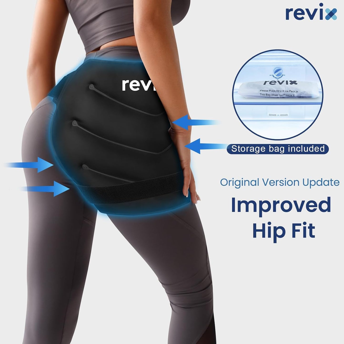 REVIX Extra Large Hip Ice Pack Wrap After Surgery, Hot Cold Packs for Hip | Reusable Gel Cold Pack for Hip Replacement Recovery, Sciatic Nerve, Cold Therapy Hip Flexor Compression Wrap, Black