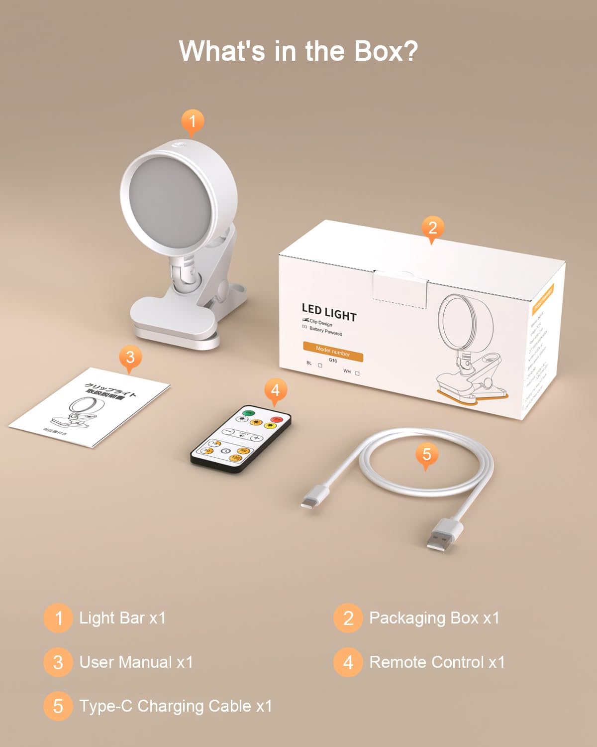 Clip on Light with 5000mAh Rechargeable Battery Operated, Eye Care Reading Light for Bed with 360° Rotation Touch & Remote, USB Clamp Light with 3 Color Modes & Dimmable for Headboard Bedside (black)
