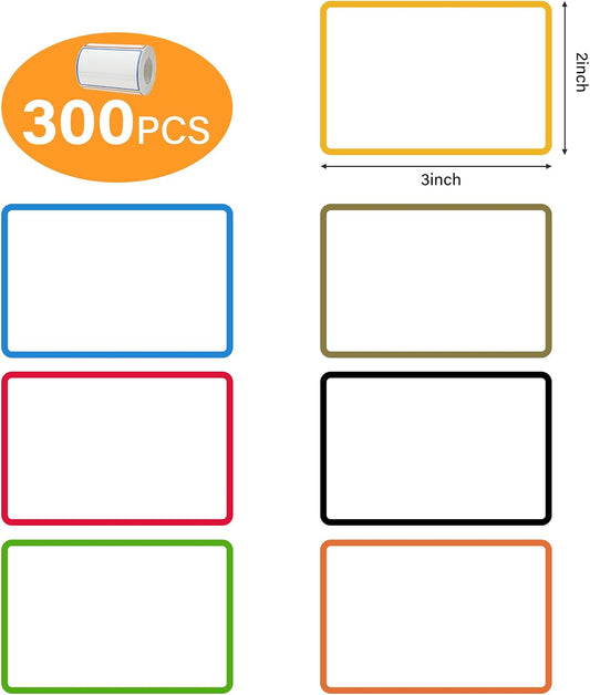 300 Pcs 2×3 Inch Blank Removable Freezer Labels, Waterproof, Oil & Tear Resistant, No Residue Writable Stickers for Food Containers, Jars, Pantry and Meal Prep (Bright)