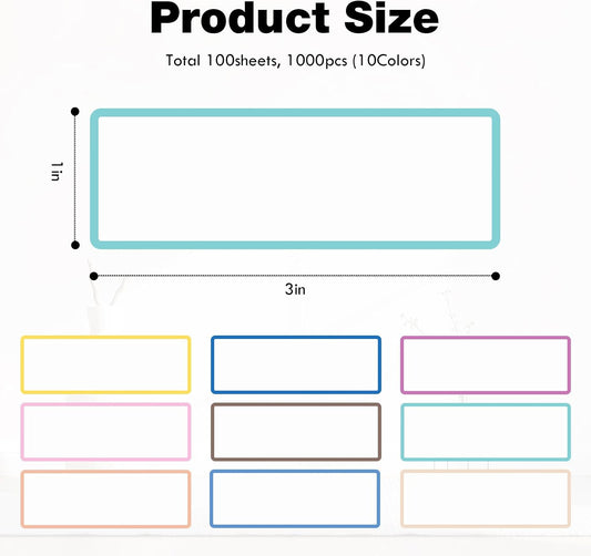 1000 Pcs Removable Water Resistant Food Labels, 1x3 Inch Self-Adhesive Colored Stickers,Oil & Tear Resistant for Containers, Storage & Classroom (10 Colors)