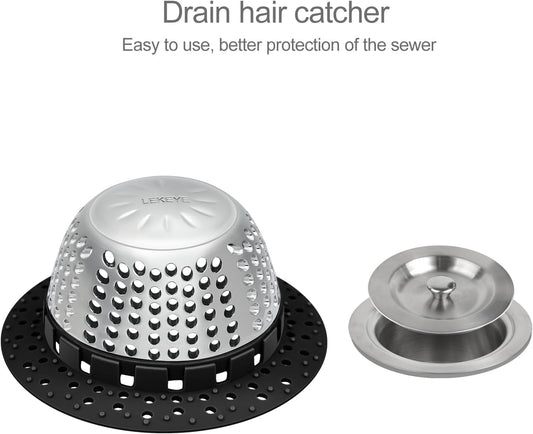 LEKEYE Drain Hair Catcher/Bathtub Drain Cover/Drain Protector for Pop-Up & Regular Drains(Patented Product)