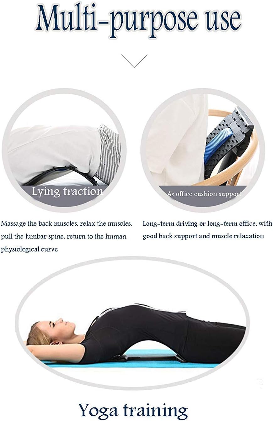 Back Stretching Device,Back Massager for Bed & Chair & Car,Multi-Level Lumbar Support Stretcher Spinal, Lower and Upper Muscle Pain Relief(Black/Blue)