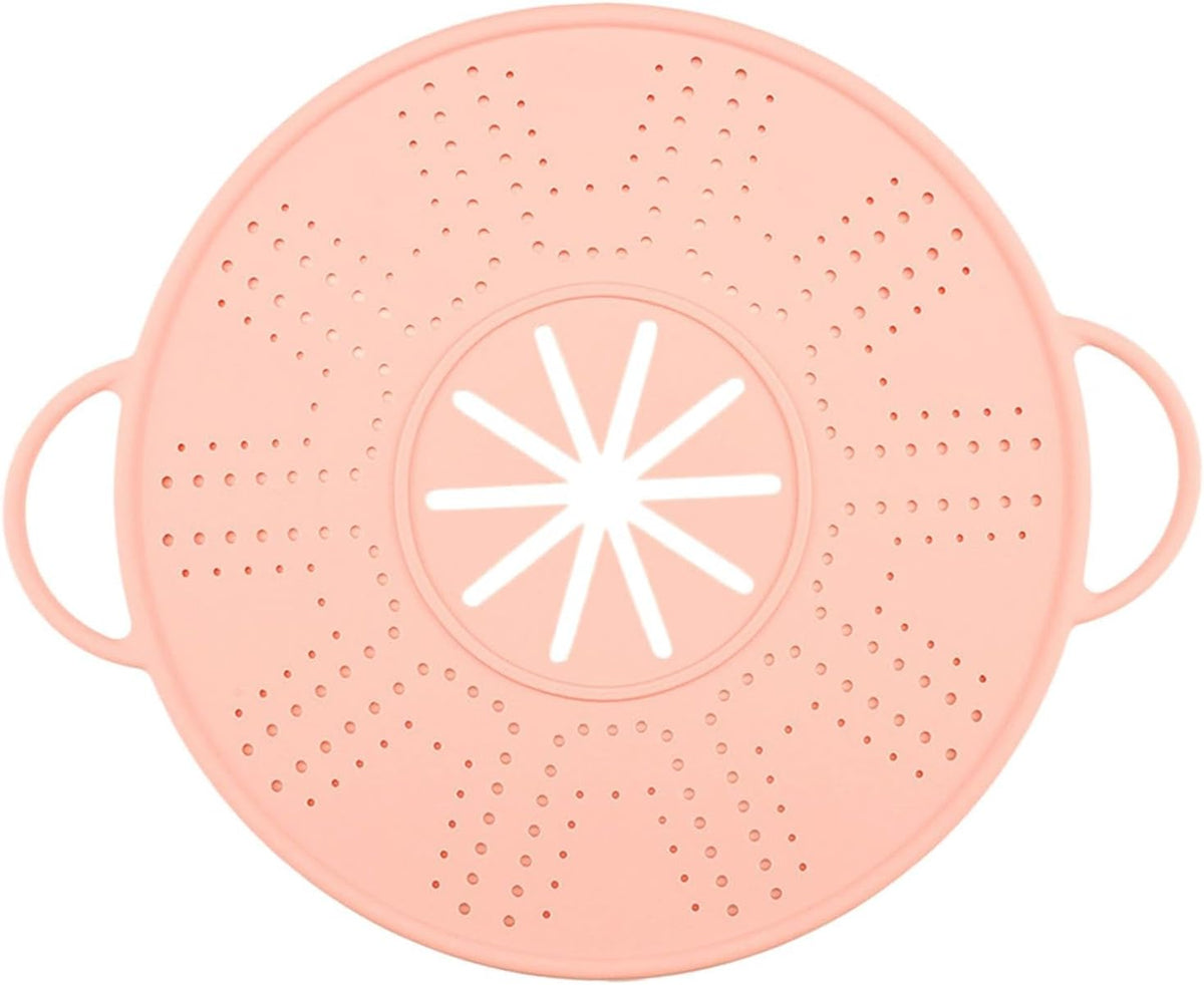 Generic Silicone Spill Stopper Lid Heat Resistant Pot Cover with Steam Vents, Multifunctional Anti Overflow Cover for Skillets, Pink