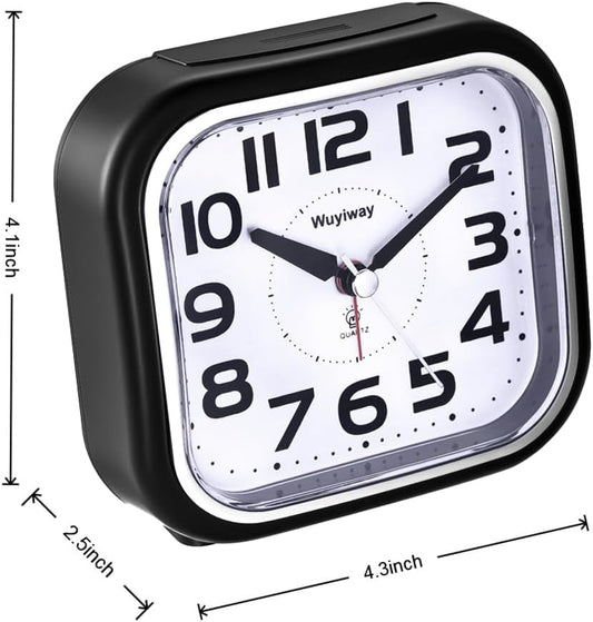 Loud Alarm Clock for Heavy Sleepers Adults, Readable for Seniors,Battery Operated Analog Alarm Clocks for Bedrooms,Silent No Ticking, Lighted on Demand, Black