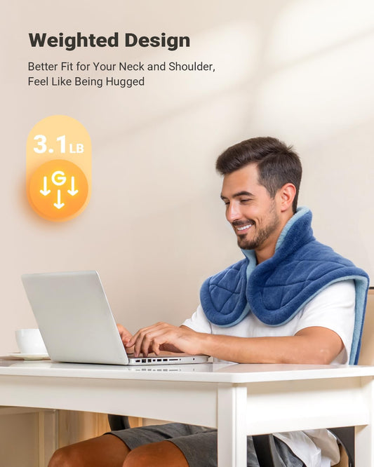 iDOO Weighted Heating Pad for Neck, Shoulders & Back | Large Electric Heat Pad for Back, 6 Heat Levels, Birthday Gifts for Men & Women, FSA Eligible HSA Items, 24 x 33-inches