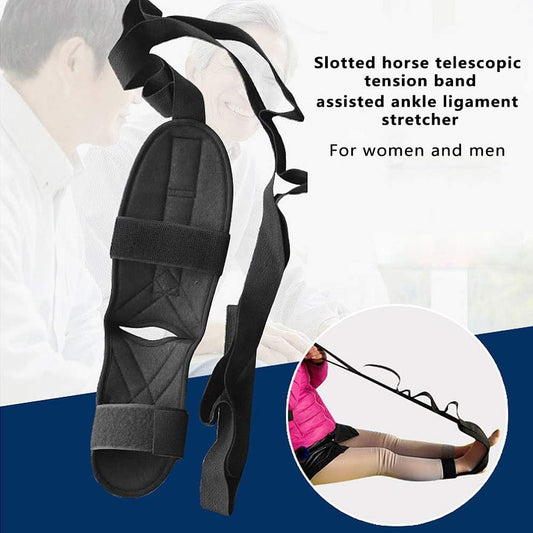 Foot Stretcher, Foot and Calf Stretcher-Stretching Strap For Plantar Fasciitis for Heel Spurs, Achilles Tendonitis & Hamstring, Yoga Foot & Leg Stretch Strap (Black)