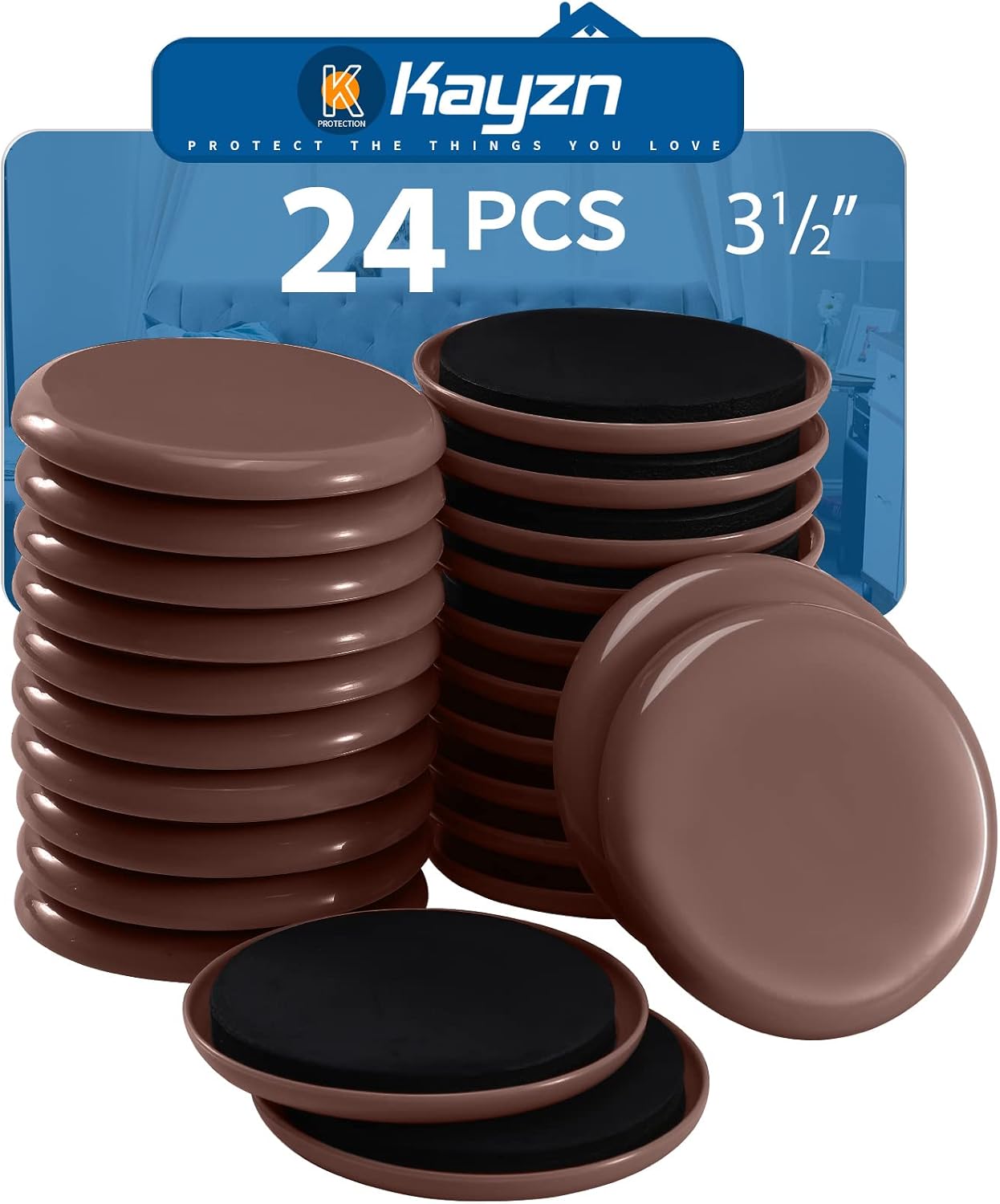 Furniture Sliders 8pcs 3 1/2 inch - Heavy Duty Reusable Round Sliders for Moving Furniture on Carpet, Easily Move Couches/Beds/Armoires/Chair/Table/Cabinet