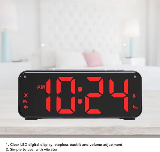 Extra Loud Bed Shaker Alarm Clock - Dual Alarm & Large LED Display