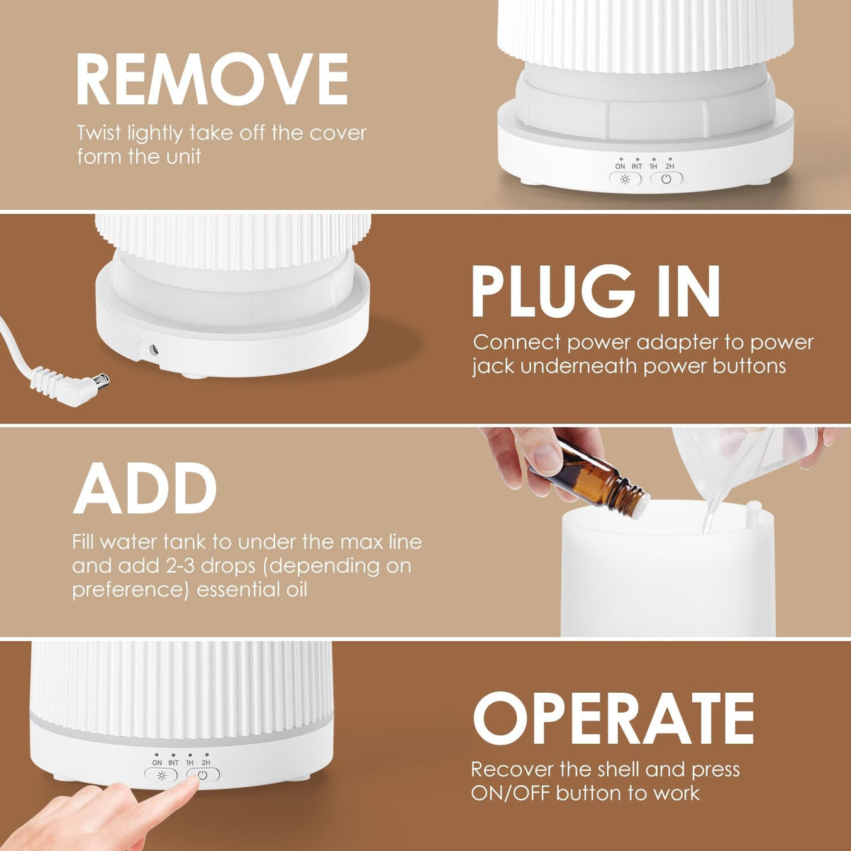 SALKING Essential Oil Diffuser, 100ml Aromatherapy Diffusers with Adjustable Mist Mode Timer Setting, Ultrasonic Diffusers for Essential Oils, Warm White Lights, 7 LED Colors, for Office Home