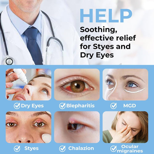 Aroma Season Heated Eye Mask for Dry Eyes, Warm Eye Compress with Flaxseed for MGD, Dry Eye Syndrome, Chalazion Blepharitis Stye Eye Treatment, Steam Moist to Unclog Glands (Blue)