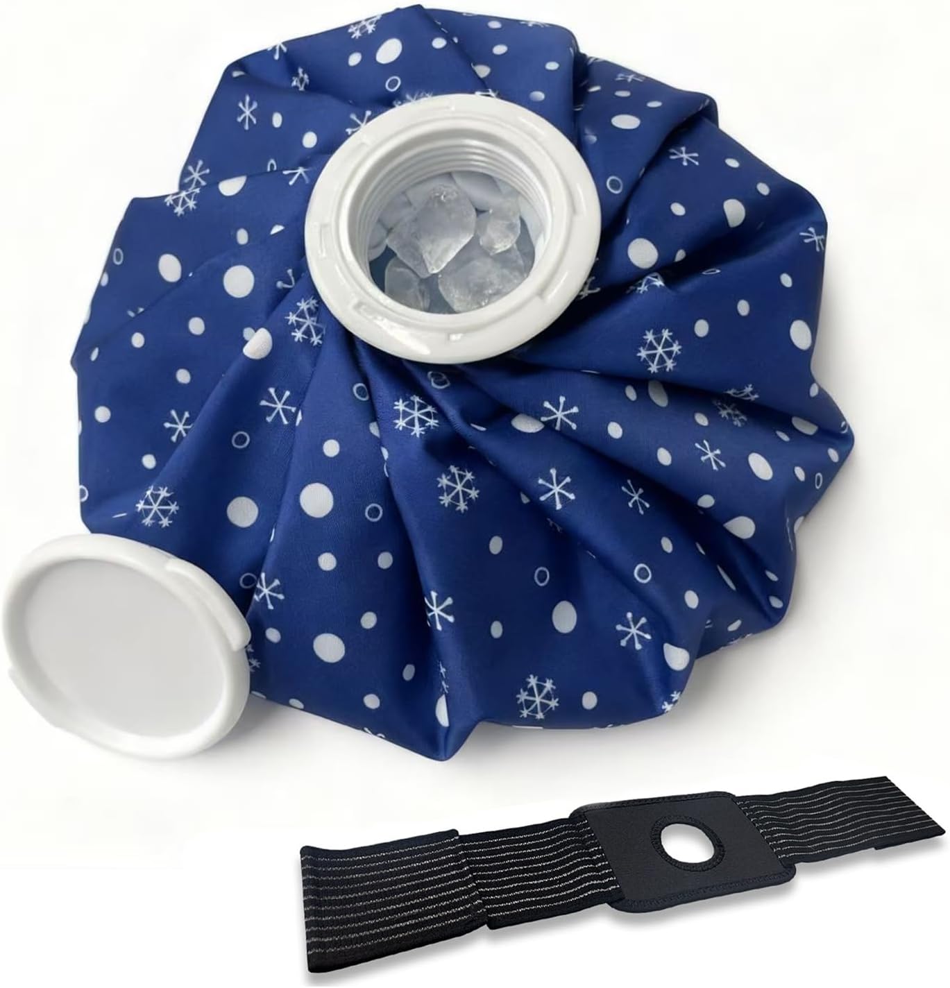 Reusable Ice Pack for Injuries, 11 Inch Ice Bag with Wrap, Snowflake Design Hot & Cold Therapy Pack, Leak-Proof Cold Bag for Muscle, Joint Pain & Swelling, First Aid, Sports & Home Use
