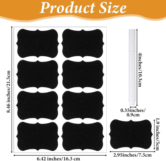 Qianyu 200 Pcs Waterproof Blackboard Stickers Chalkboard Labels for Jars | Erasable, Reusable, Blackboard Labels, with 1 Liquid Chalk Markers Pen, Parties Decoration, Craft Rooms, Weddings