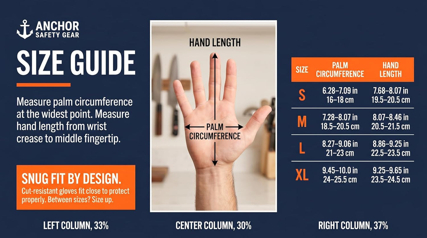 ASG Premium ANSI A5 Cut Resistant Gloves, Food Grade HPPE,Mandoline & Oyster Shucking, Kitchen Safety Gloves for Chefs