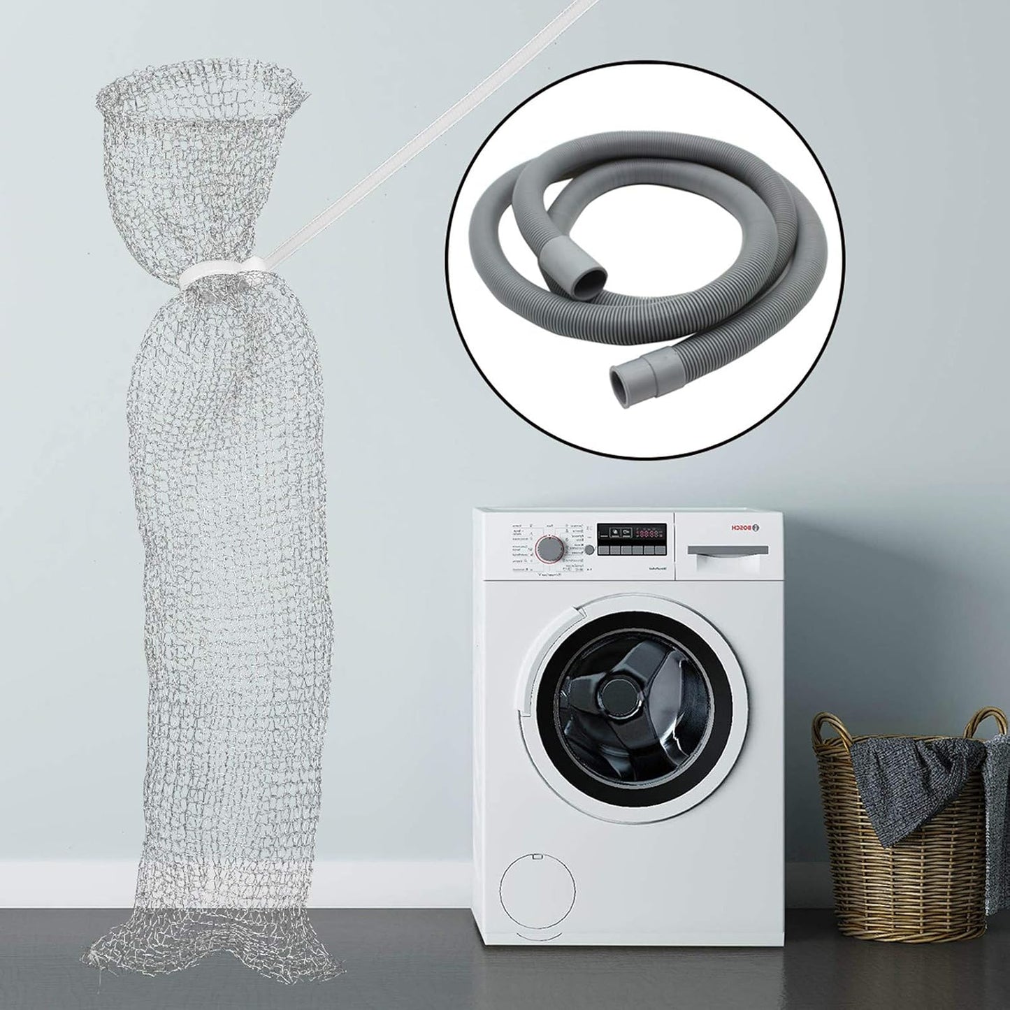 48 PCS Lint Traps Washing Machine Lint Trap Stainless Steel lint Snare Traps Laundry Mesh Washer Hose Filter Washing Machine Lint Snare, Lint Traps Hose Screen Filter Catcher with 48 Nylon Cable Ties
