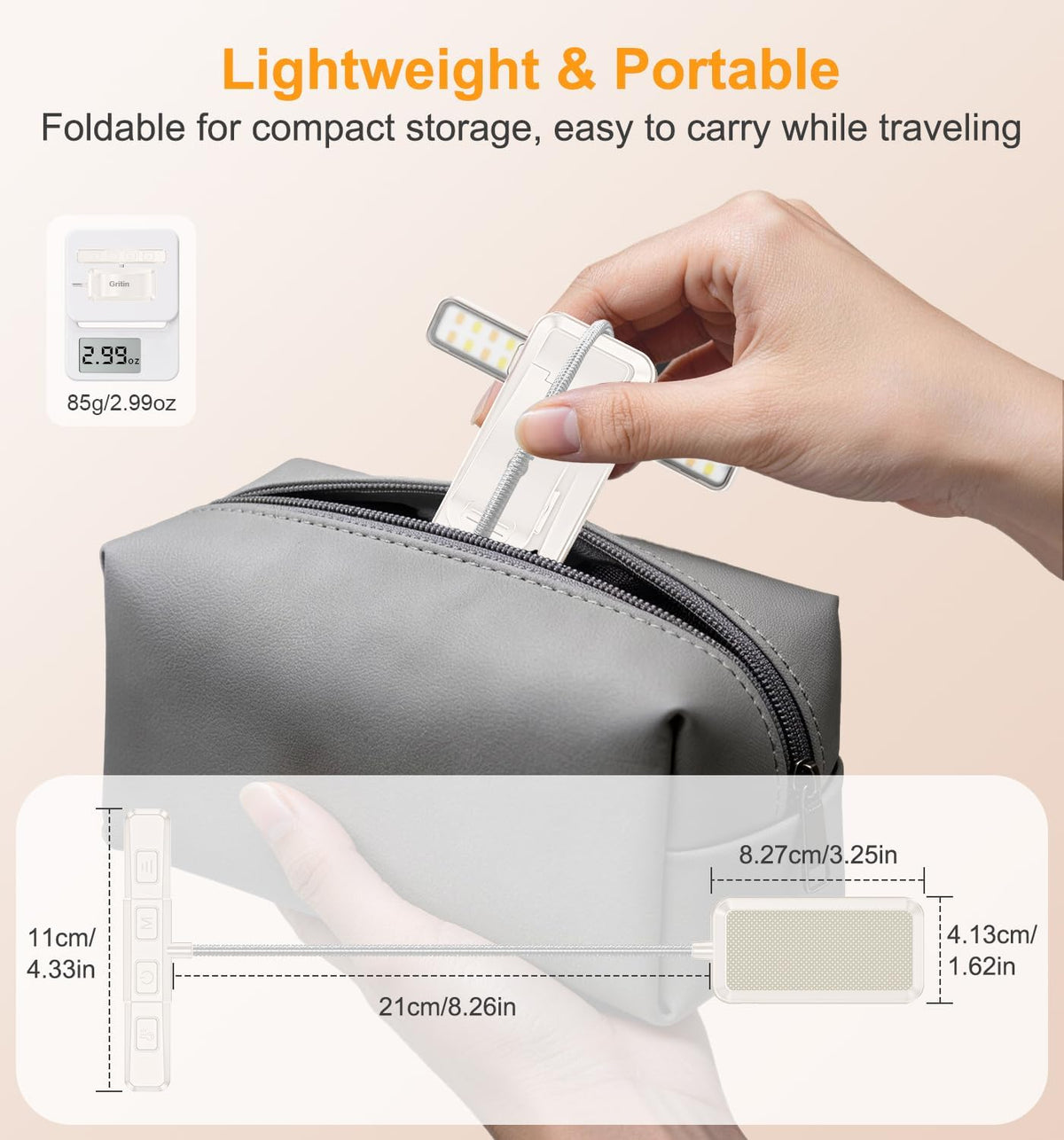 Gritin 2026 Gen 2 Book Light for Reading- 32 Eye Caring Full Spectrum LED | 5 Colors & 5 Brightness, Adjustable Wide/Narrow Beam, Upgrade 1500mAh Long-Lasting Rechargeable Clip on Light for Book Lovers
