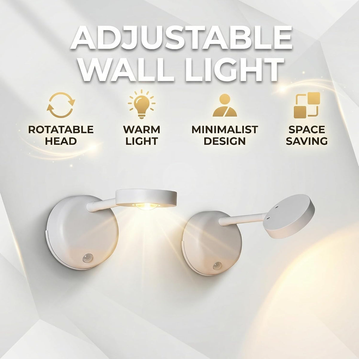Motion Sensor Wall Light, LED Wall Sconce with Adjustable Angle, USB Rechargeable, Dimmable with 3 Colors, Magnetic Wall Mounted for Bedside, Hallway, Artwork