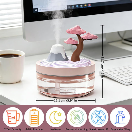 Cherry Blossom Cool Mist Humidifier, Whisper-Quiet Air Humidifier with Night Light for Nursery, Office, Home Decor
