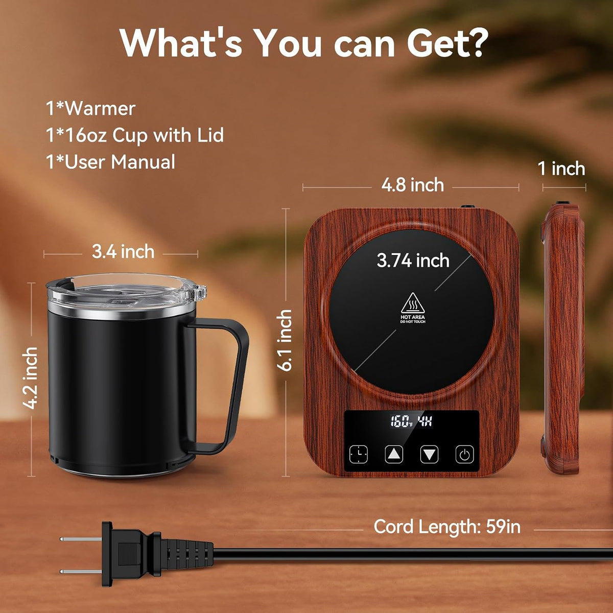 Coffee Mug Warmer & Mug Set for Desk, Electric Coffee Warmer with 16oz Mug