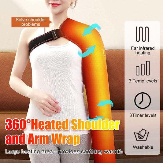 Woolala Shoulder Arm Hand Heating Pad for Pain Relief Ultra Long Heat Wrap | for Left or Right Wrist Elbow Brace Warmer for Tendonitis, Arthritis, Sports Injury Recovery, 3 Temperature Settings & Timer