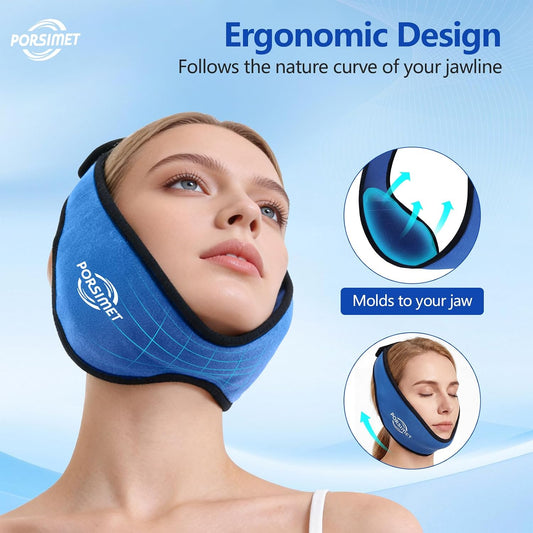Wisdom Teeth Ice Pack Head Wrap for Face Oral Surgery Recovery, Large Face Ice Pack Jaw Ice Wrap with 4 Hot/Cold Gel Packs for TMJ Relief, Oral Surgery, Tooth Extraction, Dental Implants