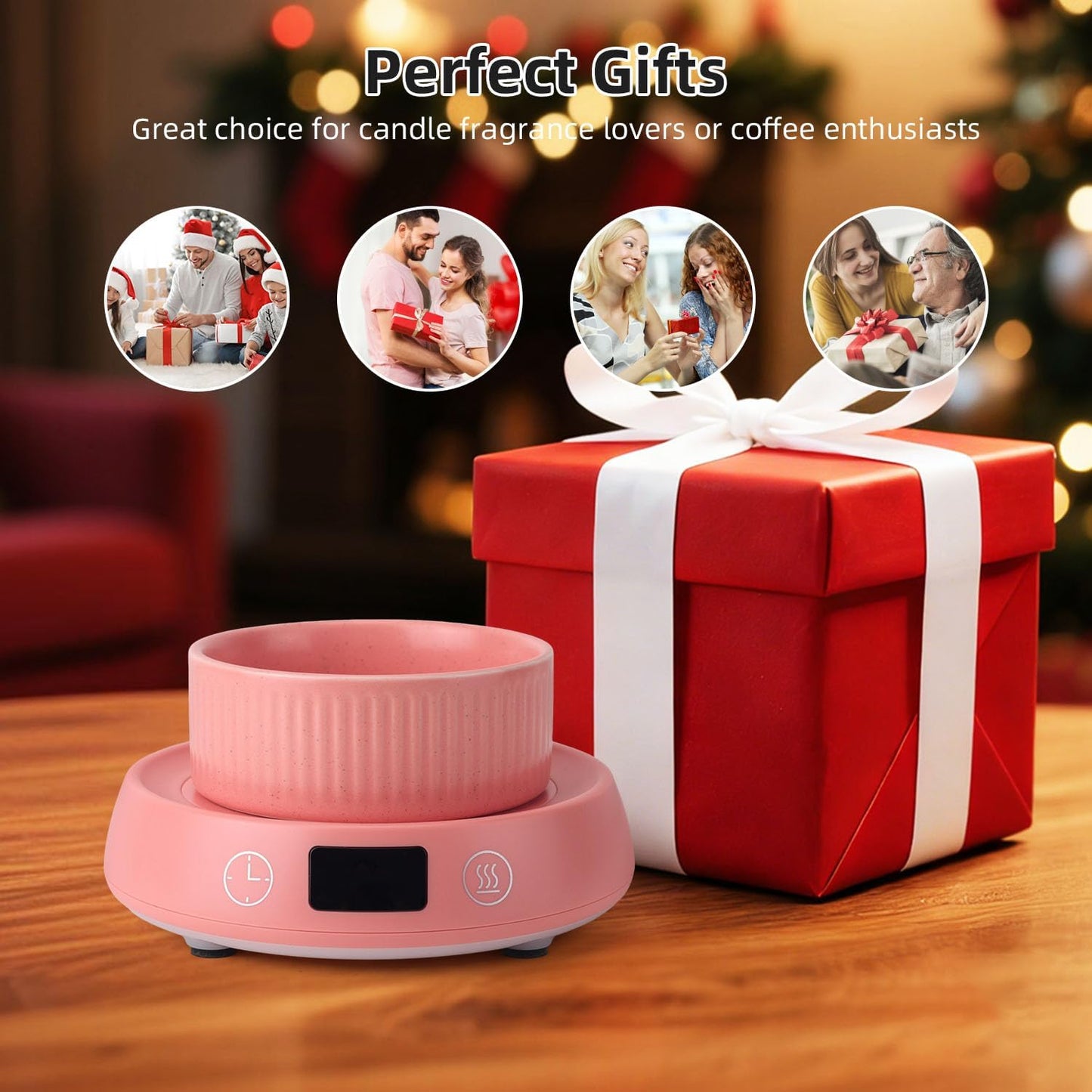 Mug Warmer for Desk, Timer Candle Warmer Lamp Scented Wax Melt Melter, Pink | Electric Heated Mug Tea Coffee Cup Candle Plate Oil Wax Melter Warmer for Home Office, 1-9H Auto Shut Off, Coffee Lovers Gift