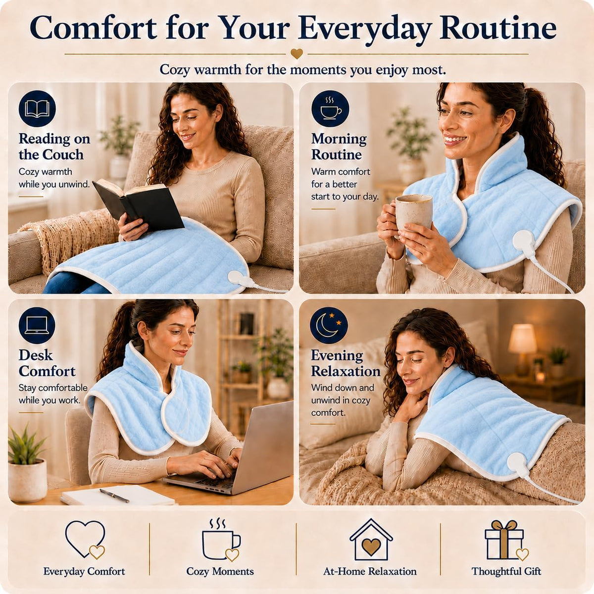 Weighted Heating Pad for Neck and Shoulders and Back, 2.4 lb Neck and Shoulder Heating Pad Wrap, Heated Neck Wrap for Upper Back, Tourmaline-Infused Fill, Auto Shut Off, Machine Washable Gift Set