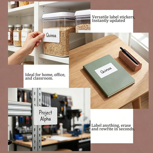 Dry Erase Label Stickers - 30pcs 3x5 inch Reusable Dry Erase Labels with Pen for Storage Bins,Self-Adhesive Whiteboard Sticke Sticky Notes for Home Office,School Supplies