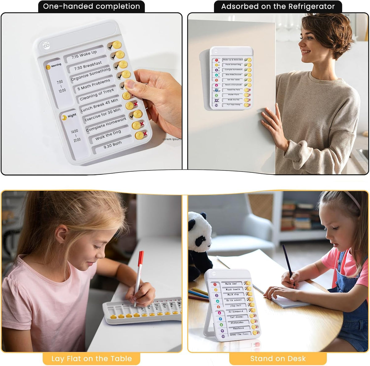 Chore Chart for Kids with Timer, 21 PCS Checklist Magnetic Schedule Board, ADHD Tools with 99-Min Countup/Down Visual Timer, Bedtime/Morning/Daily Routine Chart Dry Erase to Do List with Slider(White)