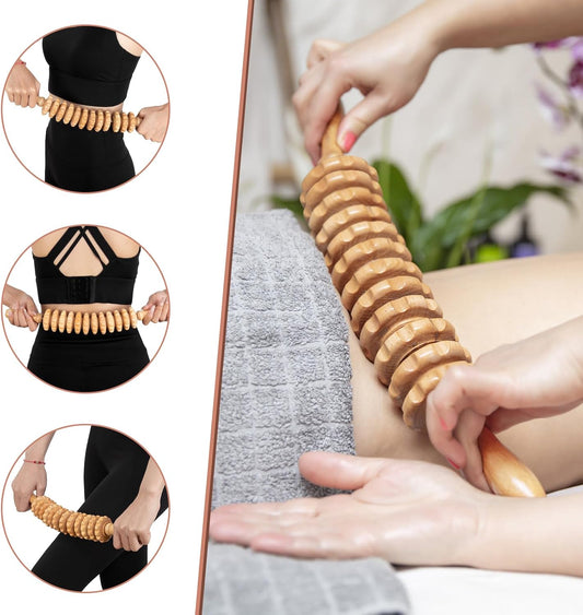 KintKita Wood Therapy Massage Tools 3 in 1,Wooden Lymphatic Drainage Massager, Body Sculpting Tools Cellulite Massager for Maderoterapia, Body Contouring, Relief Muscle, Anti-Cellulite