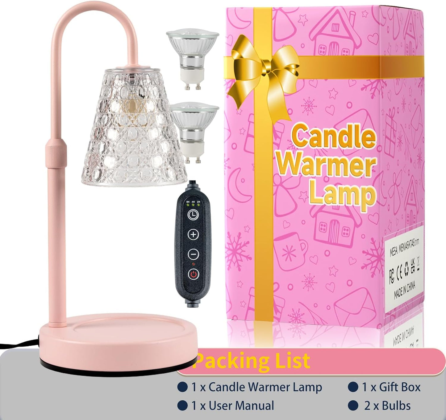 Candle Warmer Lamp with Timer Dimmable, Wax Melt Warmer, Black | Birthday Gifts for Women Mom, House Warming Gifts New Home Room Decor for Scented Jar, Height Adjustable