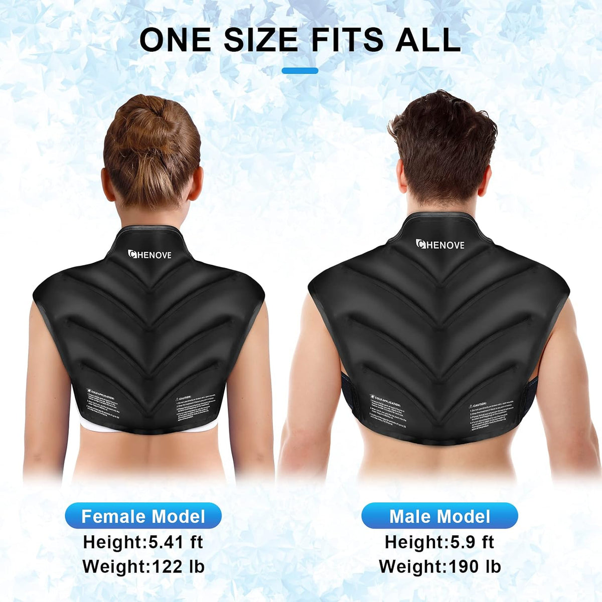 Chenove Ice Pack for Shoulders Upper Back with Strap, Neck and Shoulder Ice Pack Wrap Rotator Cuff Gel Reusable with Cold Compression Therapy, Soreness (Black)