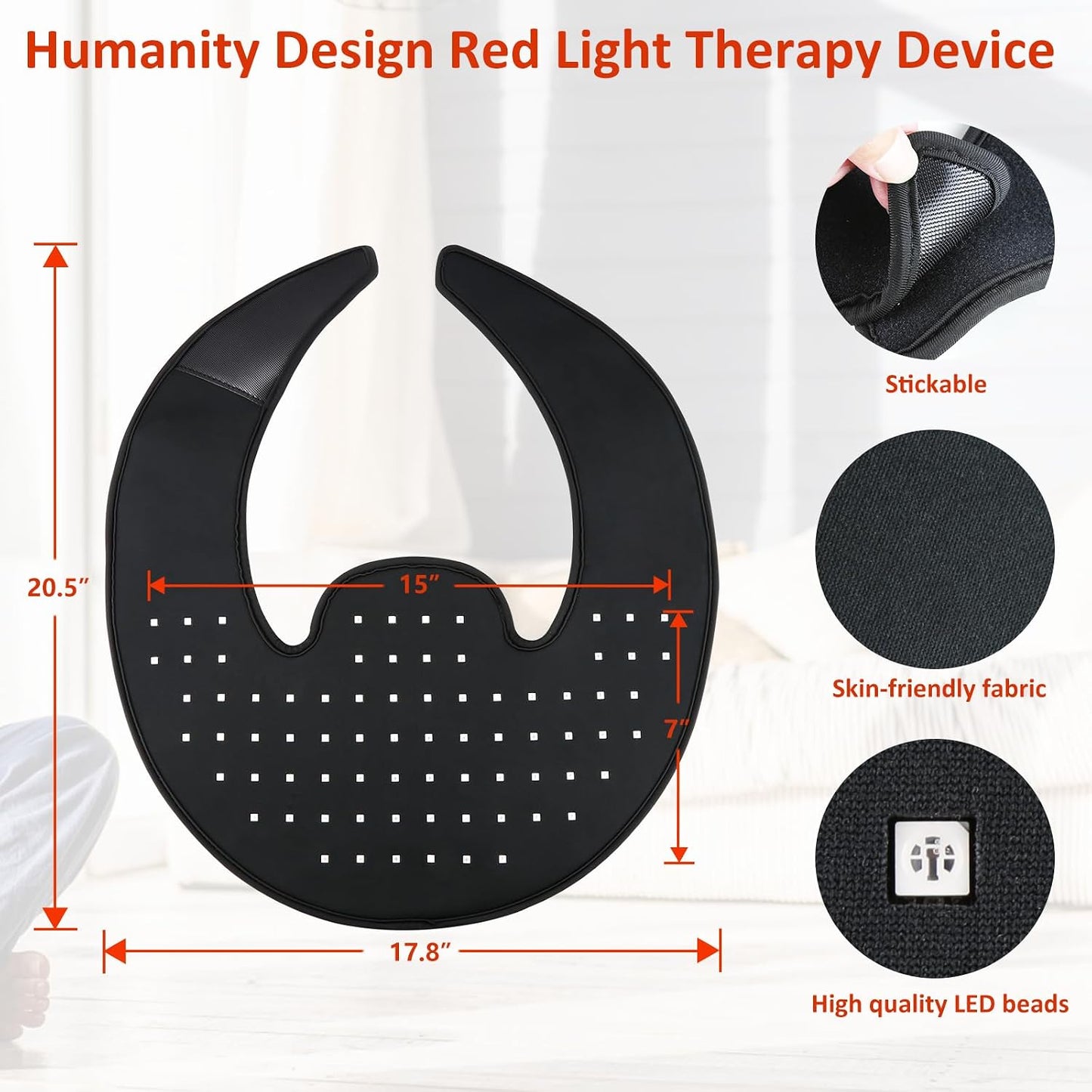 Cordless Red Light Therapy for Neck & Shoulders Pain Relief, 850nm Infra Device for Upper Back Muscle Relax with Timer, Rechargeable 660nm Wearable Heating Pad, for Women Men