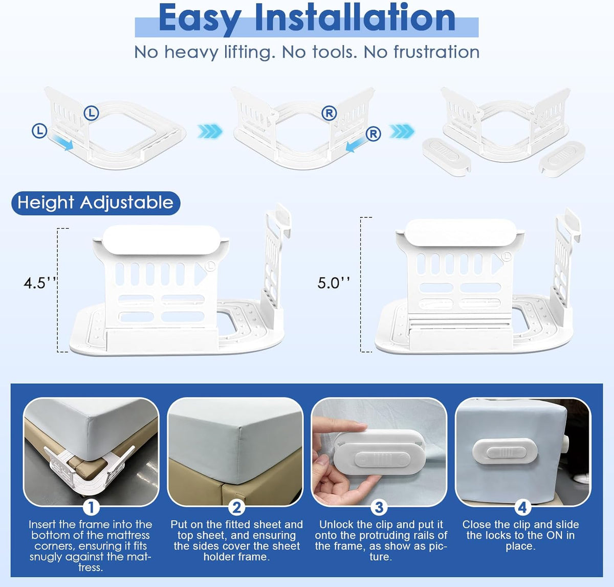AMOVO Sheet Holders for Corners Keep Fitted Sheet in Place Mattress Straps