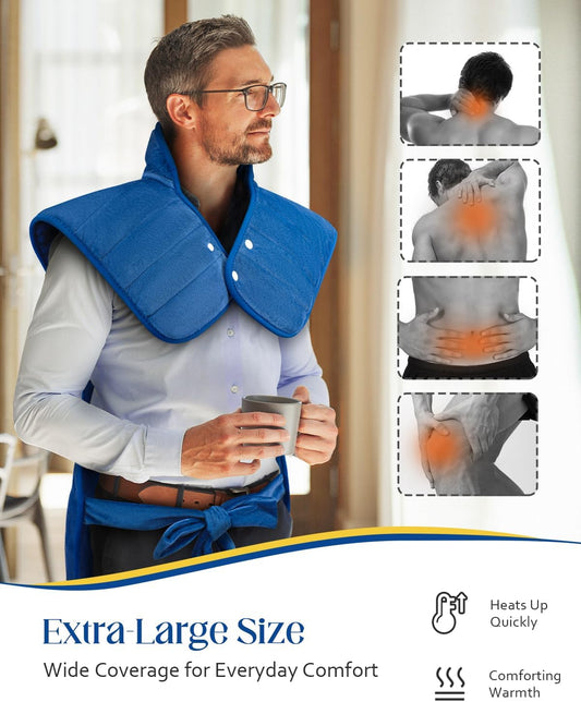 Heating Pad for Neck Shoulders and Back, 2.7lb Weighted Heat Pad for Full Body Relax, 22" x 37" Electric Heated Pad 6 Heat Levels 4 Auto-Off, Machine Washable, Birthday Gifts for Women Men Mom Dad