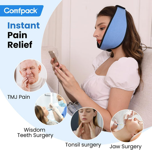 Comfpack Face Ice Pack Wrap for TMJ Relief with 4 Reusable Gel Packs