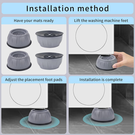 Anti Vibration Pads for Washing Machine, Washer Stabilizer and Dryer Bumper Pads - Appliance Anti Vibration Pads to Prevent Walking, Riser Feet, 4 Pack