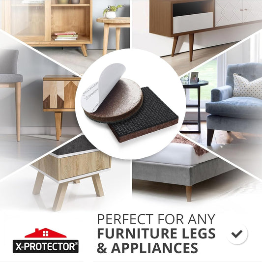 X-PROTECTOR Non Slip Furniture Pads – 12 Premium Furniture Grippers 3"! | Best Self Adhesive Rubber Feet Furniture Feet – Ideal Non Skid Furniture Pad Floor Protectors – Keep Furniture in Place!