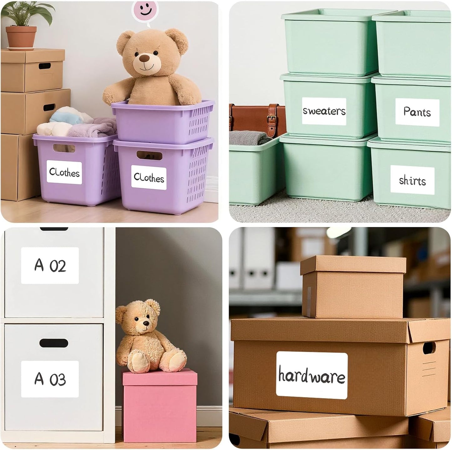 300 Labels Removable Food Labels, HUOJI 1 x 2 Kitchen Labels | 150 Labels per Roll, Date Stickers for Freezer, Refrigerator Food Containers, No Residue(2 Rolls, 2 Colors)