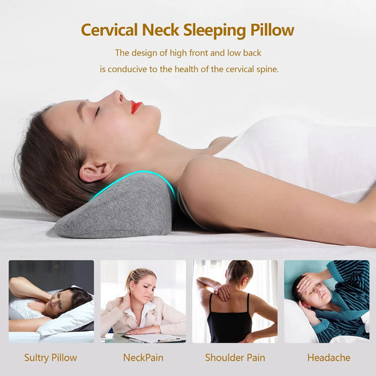 Cervical Neck Pillows for Pain Relief Sleeping, Memory Foam Neck Bolster Pillow for Stiff Pain Relief, Neck Support Pillow Neck Roll Pillow for Bed Pillow (Light Grey)