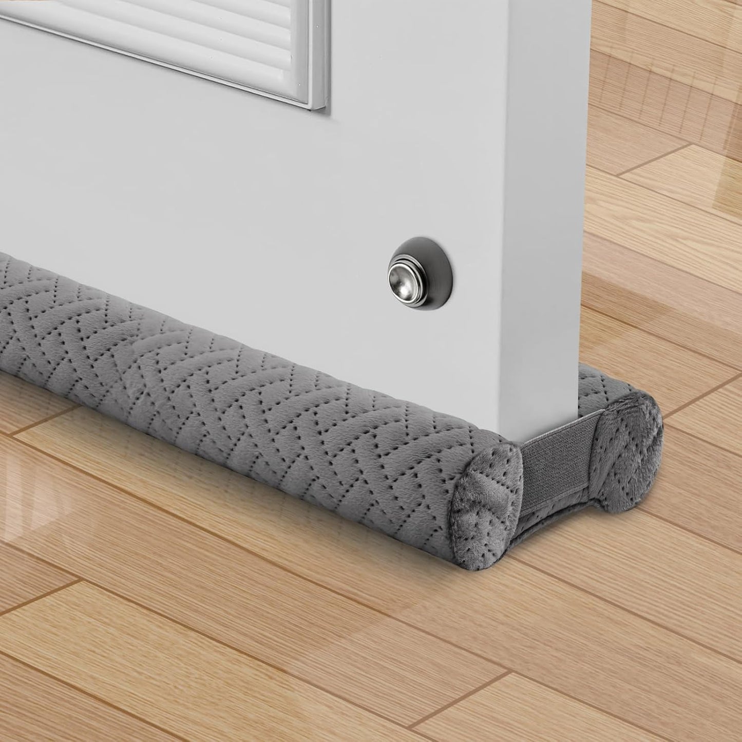 Premium Velvet Under Door Draft Stopper, Door Draft Stoppers for Bottom of Door with Double-Sided Windproof Seal, 30'' to 36'' Adjustable Gap Filler to Blocks Cold Air Light Dust Noise Drafts