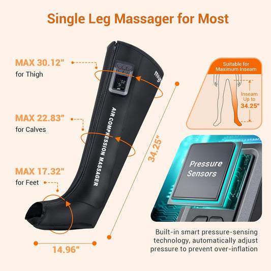 Full Leg Air Compression Massager, Sequential Cordless Compress Massager | Therapy Machine for Circulation Pain Relief, Rechargeable Leg Massage Recovery System with Multiple Modes for Athlete